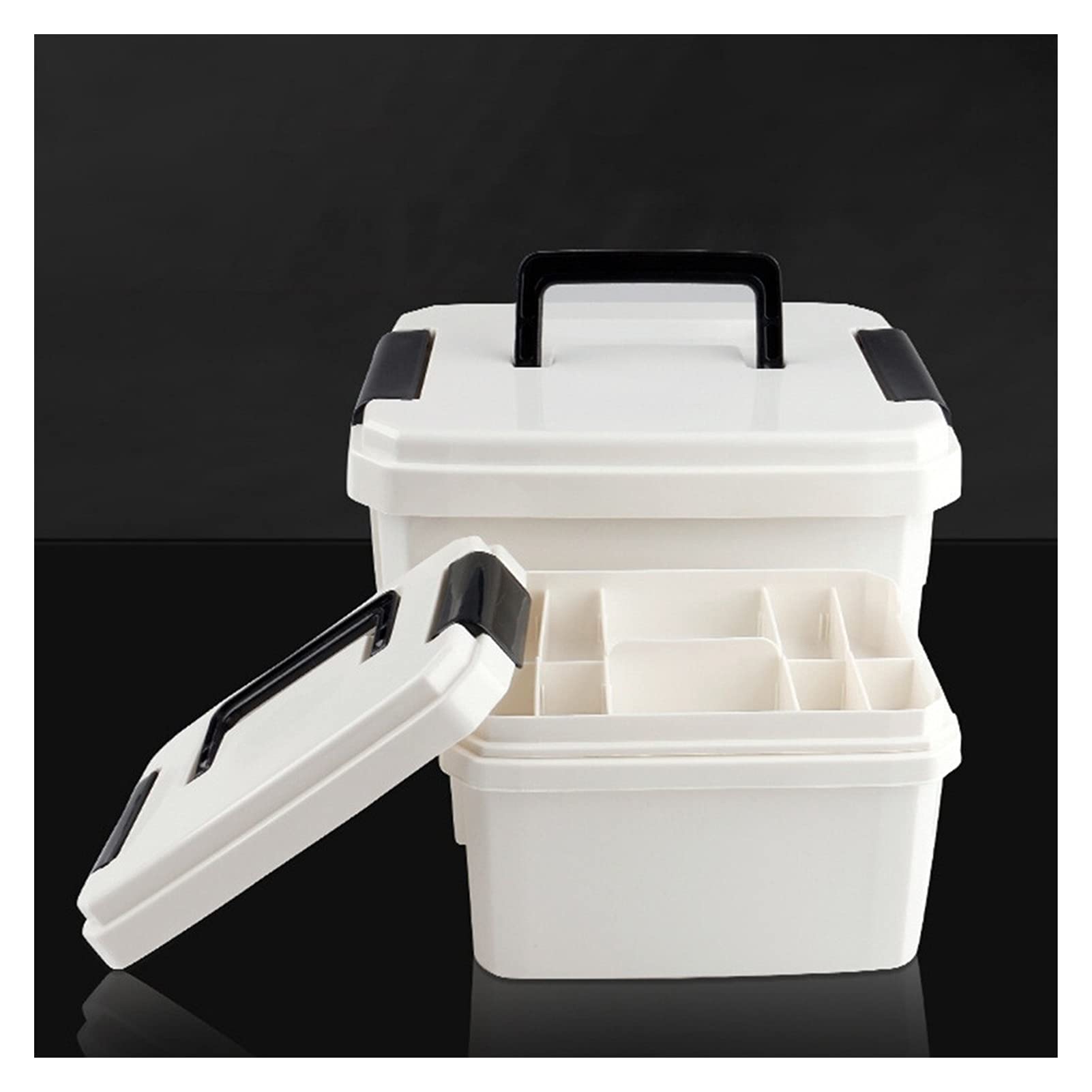 Angelzubehör Angelgerät Box mit Griff Angelgärtasche Carp Tools Speicher Tragbare Doppelschicht 8 stücke Fächer Pads mit Tragen Kleinteilebox (Color : Large)