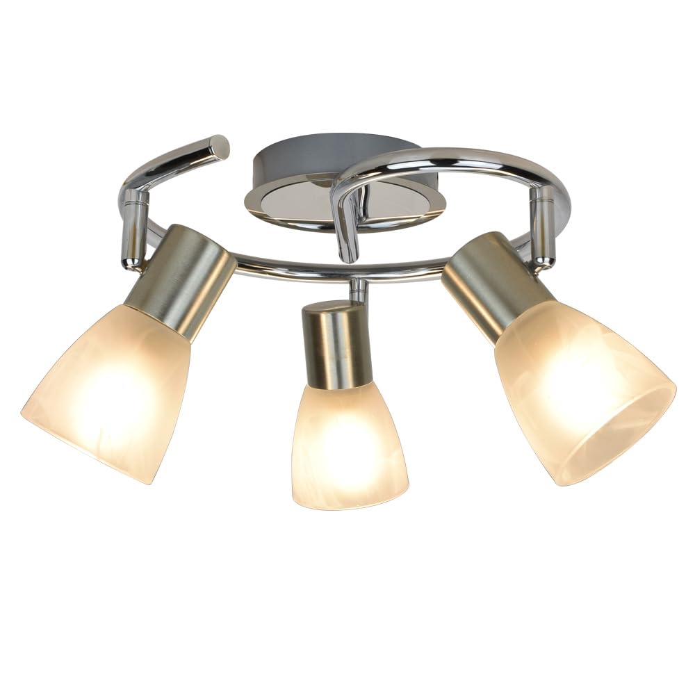 Plafoniera 3 Luci Orientabile In Legno - Faretti E14 Per Soffitto Moderno