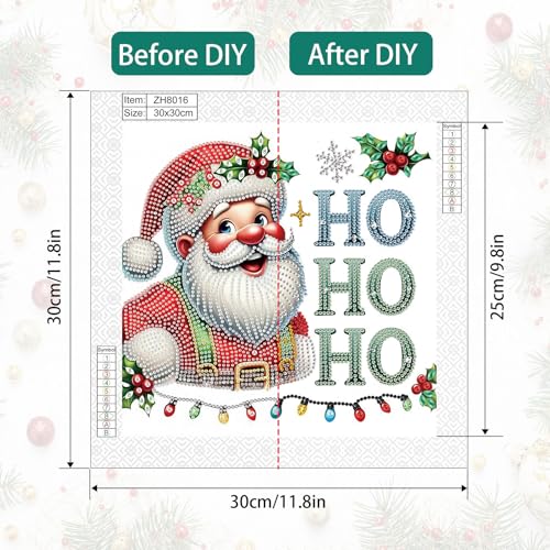 Image of Diamond Art Painting Kits for Adults, 5D Special Shape Diamond Art Kits for Beginners, Crystal Rhinestones Diamond Painting for Home Wall Christmas Decoration Gift 12x12 inch, Christmas Santa Claus