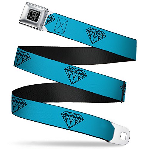 Buckle-Down Belt, Seatbelt Buckle Belt, Diamond Sketch Turquoise Black, 32 to 52 Inches