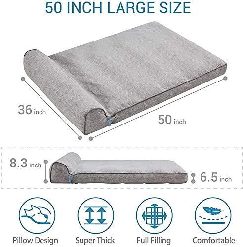 BDEUS 50 x 36 x 6.5In Orthopedic Dog Beds for Large Dogs Clearance Super Thick & Comfortable Pet Bed with Pillow… - Image 3