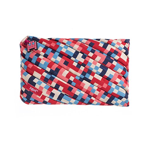 ZIPIT Grand étui à crayons/Grand sac de maquillage Bleu et rouge.