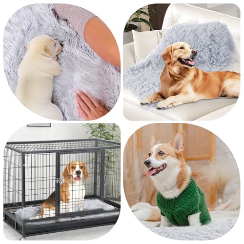 ElevateTech Beruhigende Kuscheldecke für Haustiere Flauschige Weiche Katzendecke Waschbare Warm 22 × 14 Zoll/56 × 36 cm Graue Welpendecke fürInnenbereich Maschinenwaschbar Graue