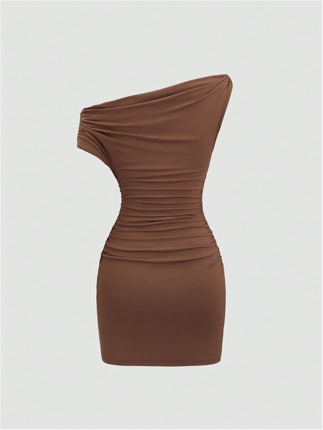 MakeMeChic Women's Bodycon Mini Dress Ruched Asymmetrical Sleeveless Short Dresses - Image 2