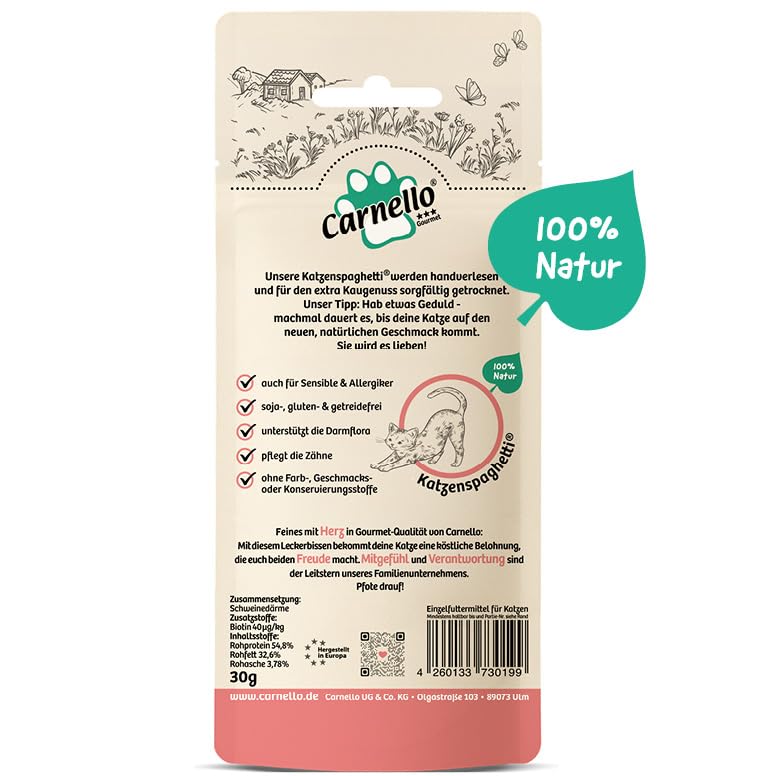 Carnello Katzenspaghetti – Katzen Leckerlies, Sticks, Snacks, Kaustangen – Gesundheitsprodukte für Katzen (3 x 30g)
