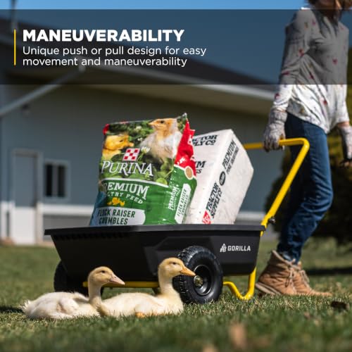 Image of Gorilla Carts Poly Dump Cart, 2-Wheel Garden Wagon, 4 Cu Ft, 300lb Capacity