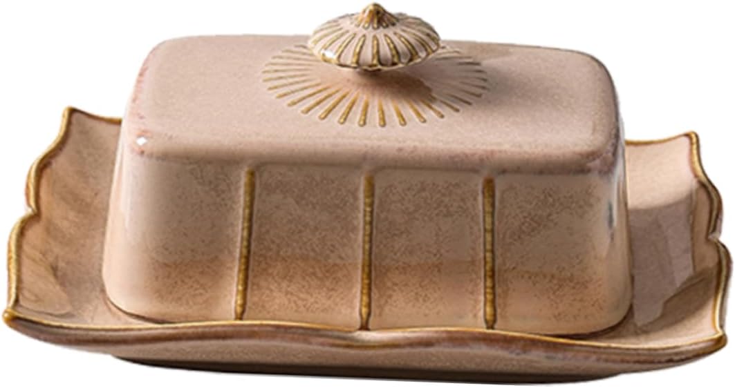 Ciieeo 1set Butter Dish Cheese Storage Holder Ceramic Plate Easy-clean Butter Plate