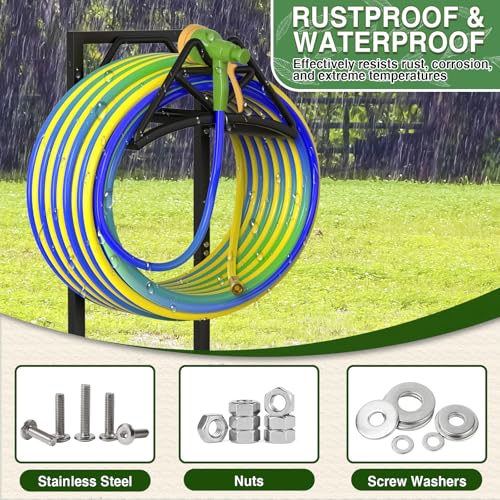 Image of Qatsrin Garden Hose Holder Holds 160ft, Detachable Water Hose Storage Black