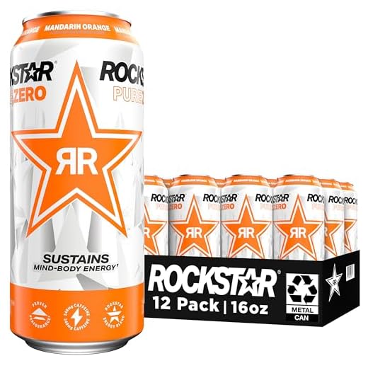 Rockstar Pure Zero Energy Drink, Orange, 0 Sugar, with Caffeine and Taurine, 16oz Cans (12 Pack) (Packaging May Vary)