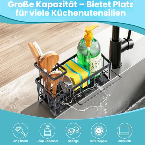PKBD Selbstablaufender Spülbecken-Organizer – Schwarz – Ansicht 5