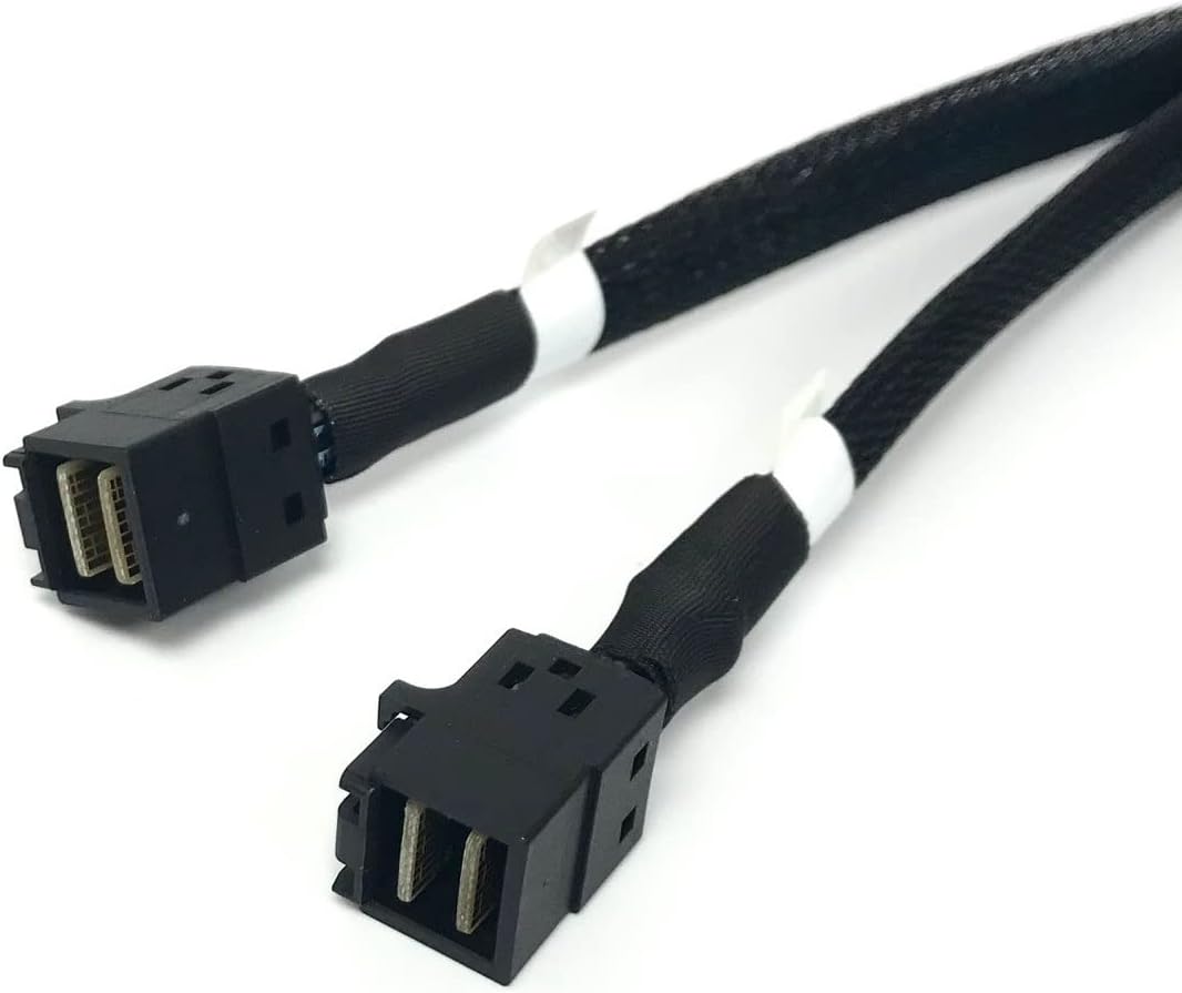 Micro SATA Cables|SlimSAS 8i SFF-8654 to 2X Mini SAS SFF-8643 Cable (50CM) - 24Gbps SAS & 16GT/s PCIe Signal Transmission