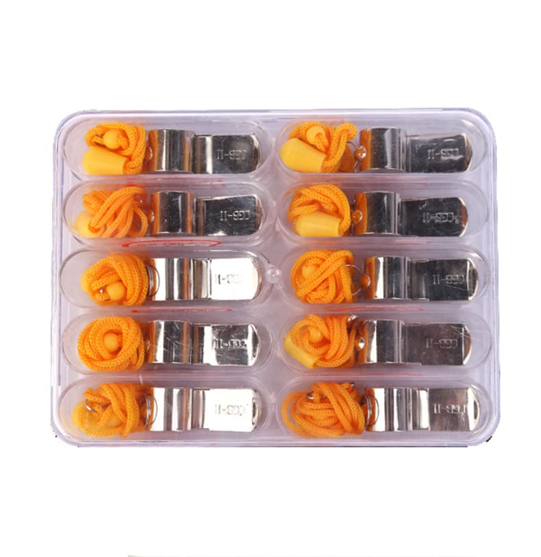 SEVENHEAD Set mit 10 Stück in 1 Box mit jeder einzelnen Box Edelstahl Sportpfeifen mit Schlüsselband, lauter knackiger Klangpfeifen Bulk perfekt für Trainer, Schiedsrichter und Beamte