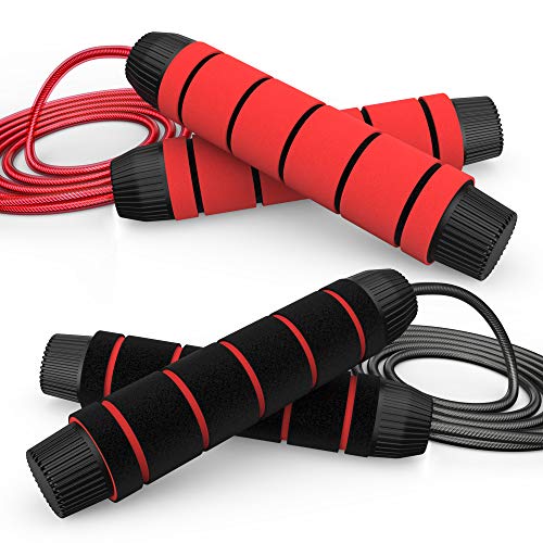CHICMODA Jump Rope,Jump Ropes for Fitness,Weighted Jump Rope Workout 2 Pack Tangle-Free Speed Jump Rope with Ball Bearing Durability Cable Anti-Slip Handles Length Adjustable Jump Rope for Men Women