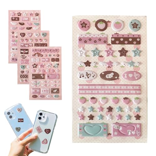 Vgvgaj かわいい立体シール - 3D かわいい スクラップブッキング 用品,4個 小さな星 ラップトップ デコレーション - ノートブック スクラップブック タブレット スマートフォンケース 水筒 プランナー ジャーナル ラップトップ 子供 学生向け