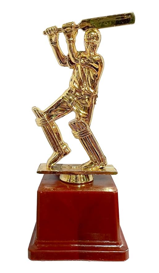 BE TREND Cricket Batsman Trophy | Imported Fiber Golden Sports Award with Maroon Base | 8.25 Inch Best Batsman Trophy with Sticker Base | Ideal for Tournaments & Events-image-26