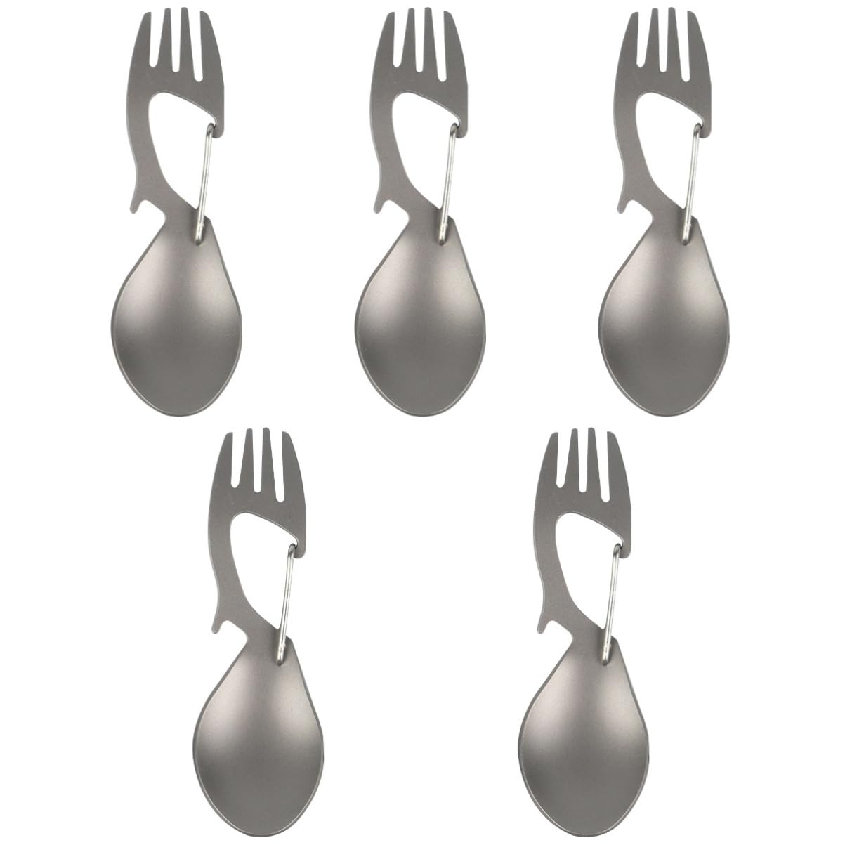 TOYANDONA 5 Pièces Vaisselle Multifonctionnelle En Titane Couverts Portable Camp Cuillère à Petit Voyage Pliant Ustensiles Pliable Spork Multifonction
