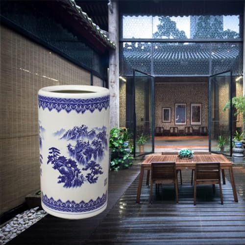 Jarrón de porcelana azul y blanca tradicional para bastones 8
