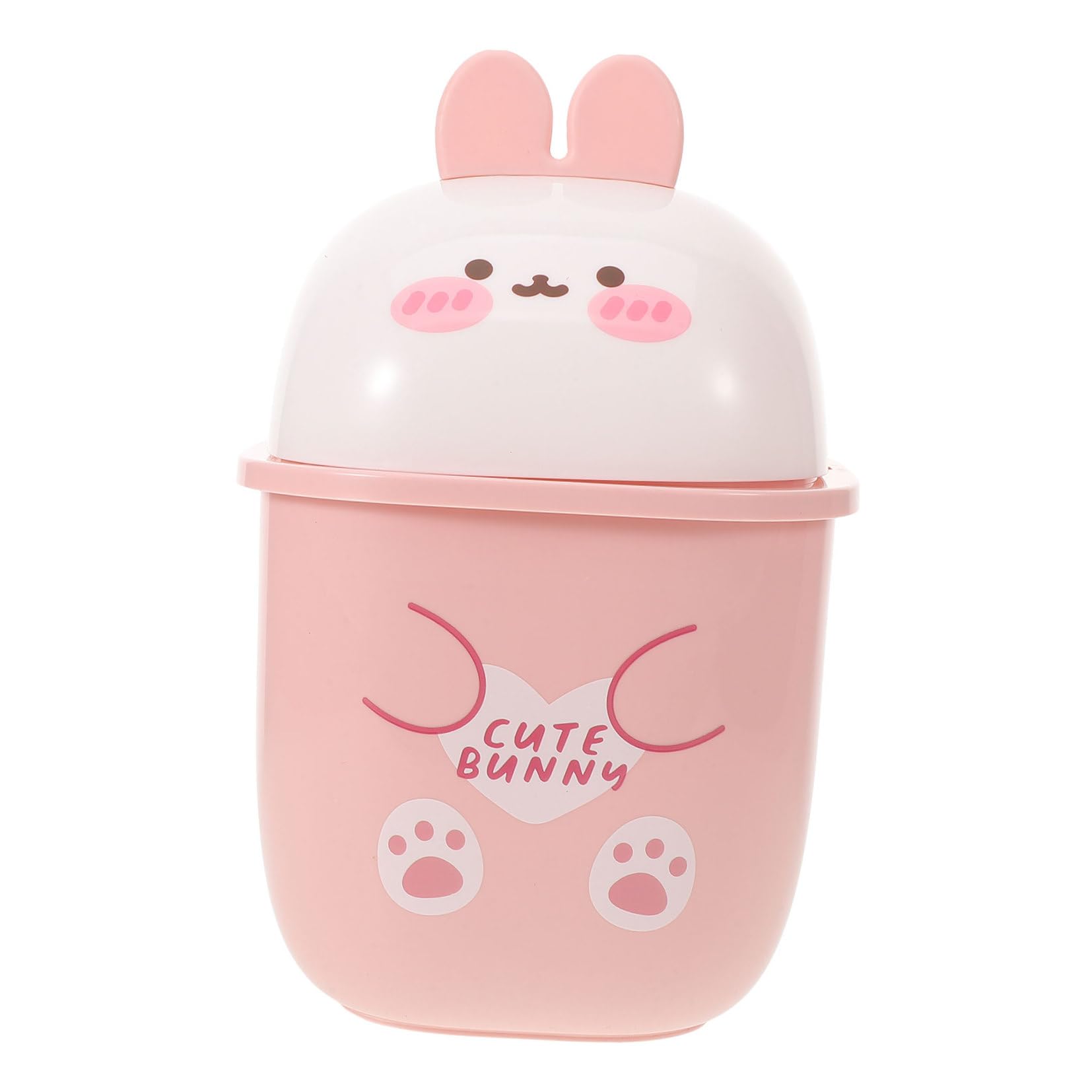 Outanaya Kleiner Schreibtisch Mülleimer aus Pp mit Flip Top Deckel, Rosa
