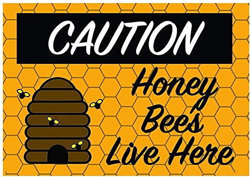 RIFOSA 12"x8" Bee Keeping Metal Sign Caution Bee Hives Honey Beehive