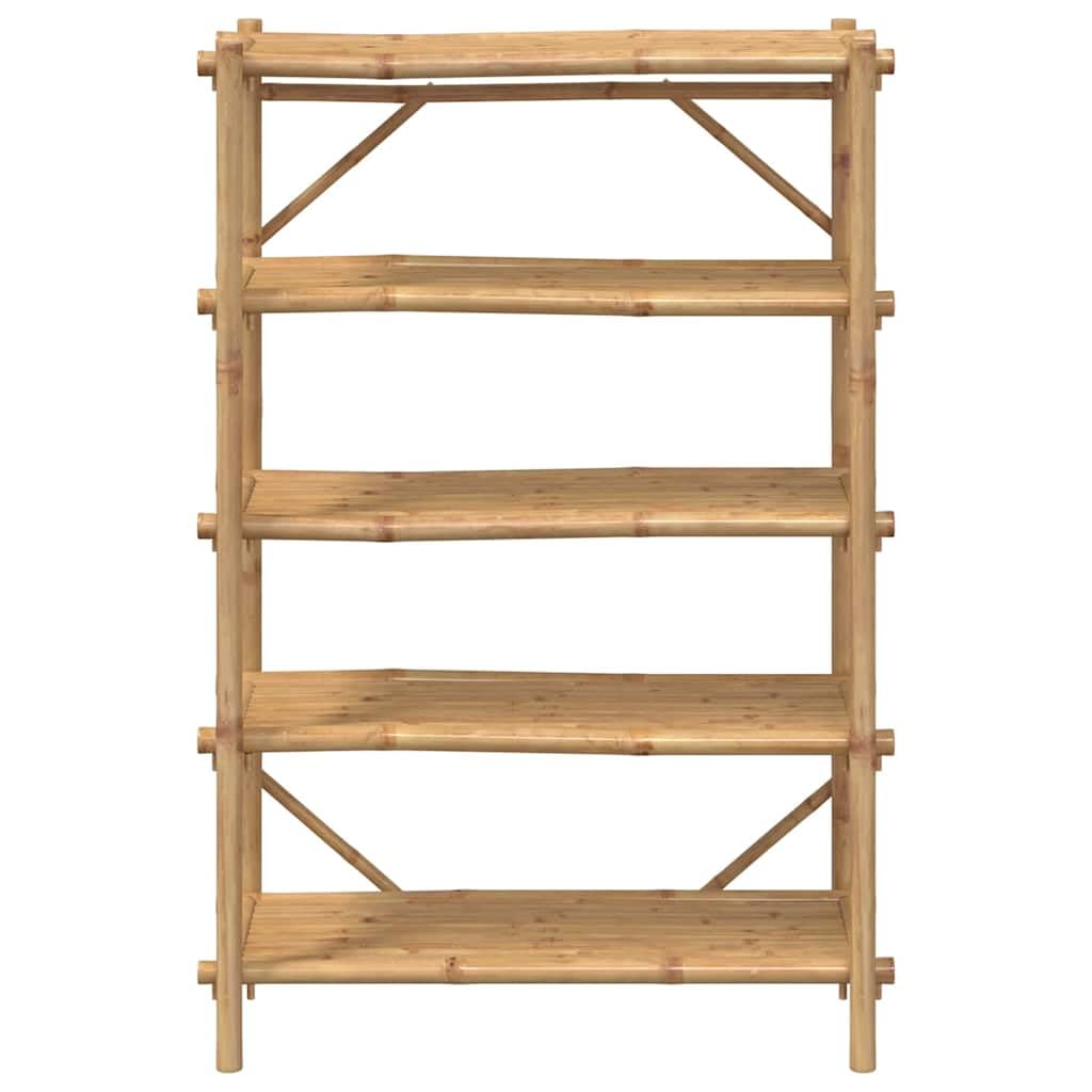 Scaffale in bambù, 100 x 40 x 150 cm, con 5 ripiani, scaffale aperto in bambù con design a doghe per ventilazione, robusto scaffale per libri e decorazioni