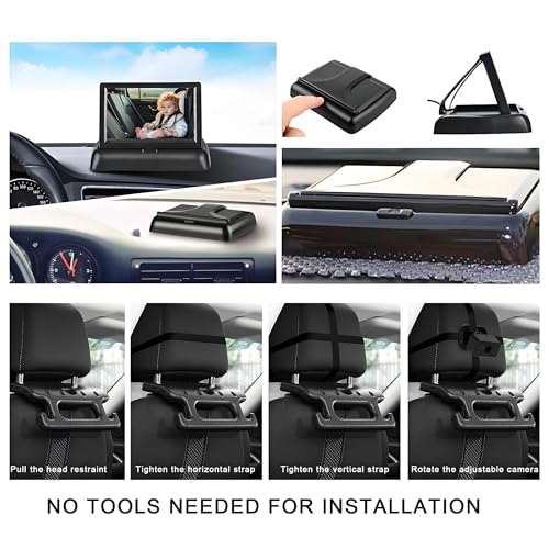 Image of KB46 Baby Car Camera: Rear Facing Infant - HD 720P, 360 Rotating, USB Cable