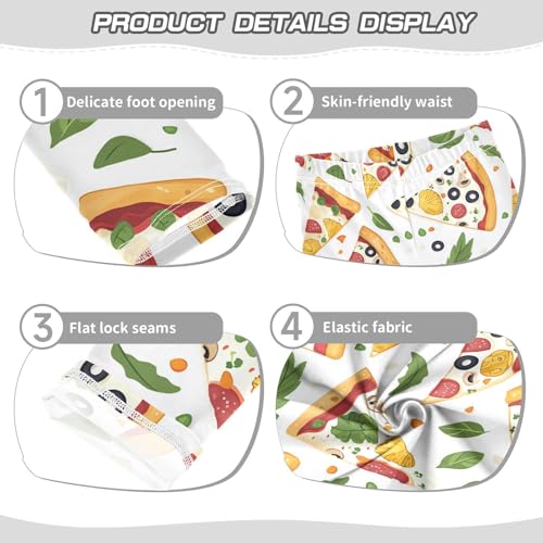 Pizza Slice Girls' Leggings Toddler Doodles Kids Yoga Pants Dance Active Tights 4T3