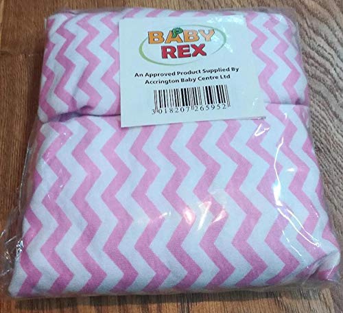 BABY REX® 2 x Travel Cot 100 x 70 cm Fitted Sheets - Premium Quality 100% Cotton - Pink Chevrons