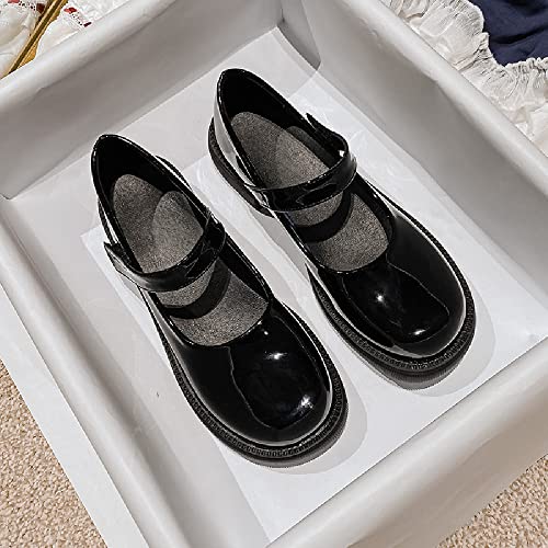 Image of Women's Platform Mary Janes Heart Cat Buckle Rivets Ankle Lolita Gothic Princess Platform Pumps Patent Leather Thorn Vintage Traditional Embroidery Upper Dress Shoes