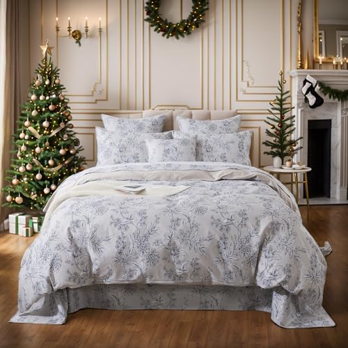 FADFAY Duvet Cover Set Queen Vintage Peony Floral Bedding Shabby