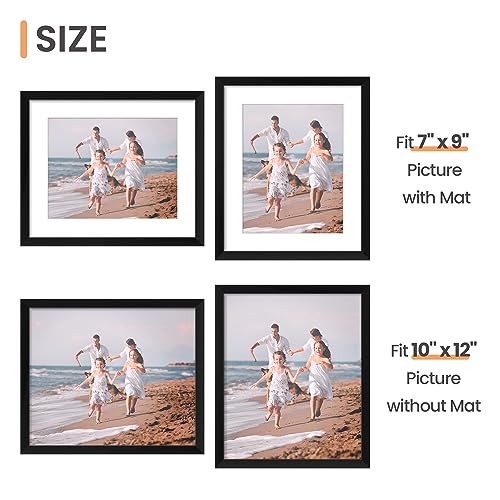 Image of upsimples 10x12 Picture Frame, Display Pictures 7x9 with Mat or 10 x 12 Without, Wall Hanging Photo Frames, Black, 1 Pack