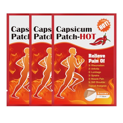 Parches Térmicos de Capsaicina Natural,Aliviar La Tensión Muscular,Parches Térmicos de Capsaicina,Parche De Capsaicina Columna Cervical Vértebra,Parches Térmicos Corporales 24PC