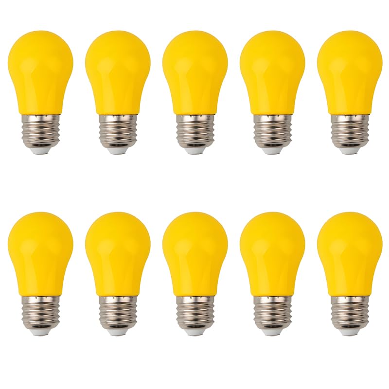 Jiotouhu 10 Pack e27 Screw Bulb, A50 Coloured Light Bulb, Yellow Light Bulbs, 3W Equivalent 30W Halogen lamp, for Wedding Halloween Christmas Party Bar Mood Ambiance Decor โ image 1