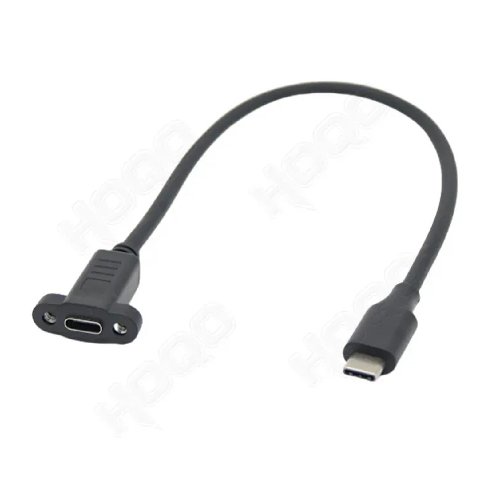 Wtyczka USB-C na gniazdo z otworem na śrubę do przedłużenia kabla do transmisji danych. Przedłużacz USB 3.1 typu C ze śrubą montażową panelową (1 m, USB 3.1)