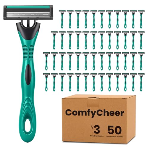 50 count Disposable Razors Blades for Men 3-Blade Razors