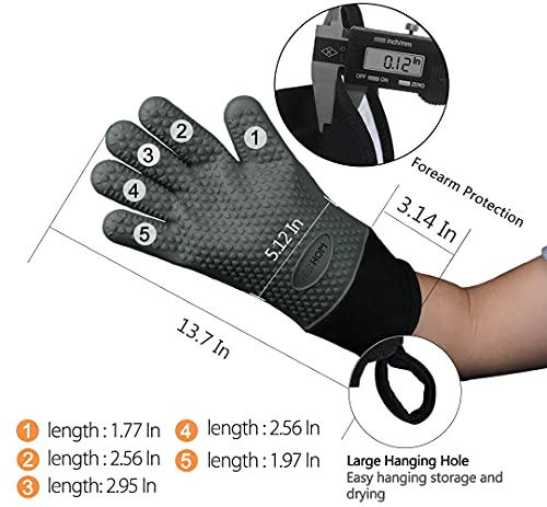 GEEKHOM BBQ Gloves, Grilling Gloves Heat Resistant Oven Gloves, Kitchen Silicone Oven Mitts - Image 4