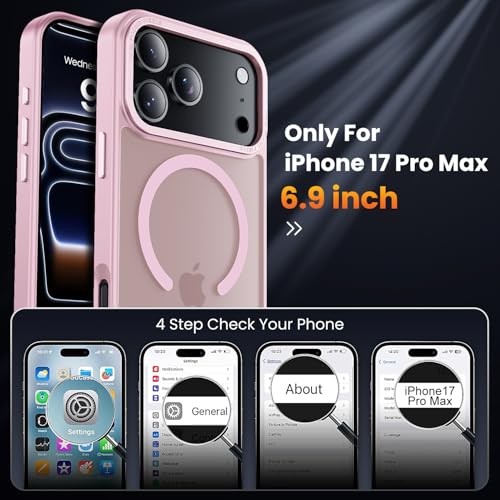 Moupiro for iPhone 17 Pro Max Case with 2XScreen Protectors[Compatible with MagSafe]Military Grade Drop Protection Skin Feeling Cover Shockproof Slim Fit iPhone 17 Pro Max Phone Case 6.9 ",Light Pink by Moupiro - Used condition - Image 2