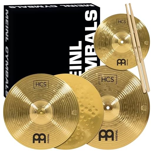 Meinl Cymbals HCS1314+10S - Juego de platillos (1 hihat de 33 cm (13") 1 crash de 35,6 cm (14") 1 splash de 25,4 cm (10") + paire de varillas promark tx5aw)
