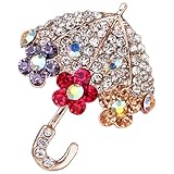 LALADEFIEE ラインストーン装飾傘形胸针別针 レディース服飾ブローチ ハット スカーフ スーツ用 安定固定 毎日使えるファッションアクセント