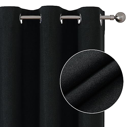Image of Joydeco Blackout Curtains 120 Inches Long 2 Panels Burg, Room Darkening Curtains for Bedroom, 100% Black Out Textured Thermal Drapes Privacy Protection 2 Panels Set(W52 x L120 Inch, Charcoal Grey)
