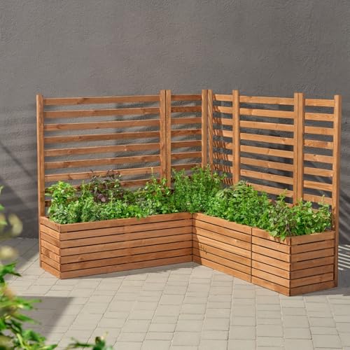 Bac à fleurs en bois imprégné 98 cm avec bac intérieur robuste
