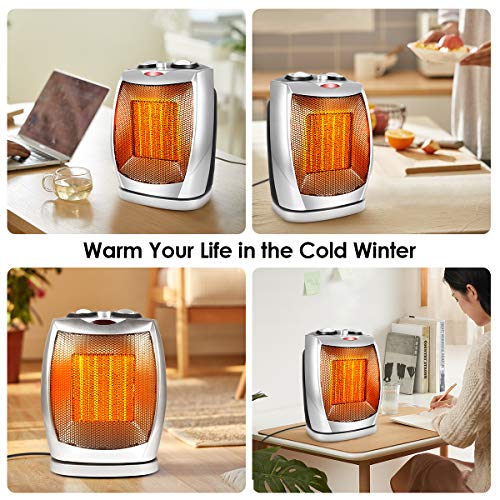 Space Heater, Portable Space Heater with Adjustable Thermostat-1500w with Overheat Protection & Tip-Over Protection Personal Mini Heater Overheat Protection and Safety Cut-Off For the Home and Office - Thumbnail 6