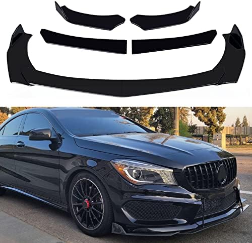 Universal Front Bumper Lip Chin Spoiler PP Front Bumper Lip Sopiler Wing Body Compatible with Audi Mustang Honda Civic Benz Mazda (Pointed)