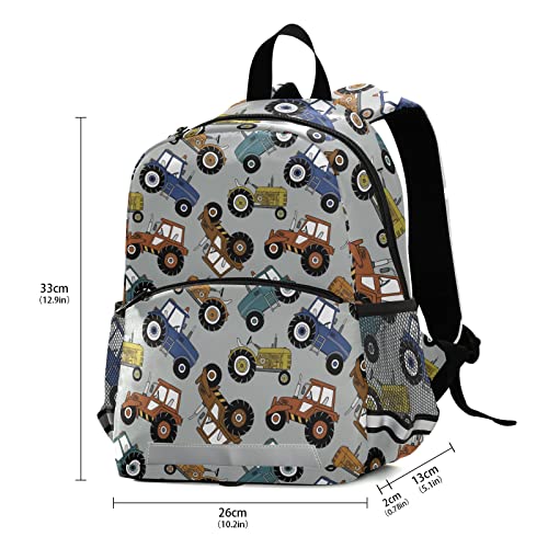 Tractors Car Kids Backpack for Boys Girls, Children Bag Preschool Bookbag with Chest Strap for Daycare Kindergarten Travel3