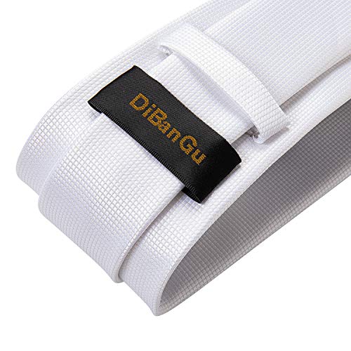 Image of DiBanGu Mens Solid Color Tie and Pocket Square Set Woven Silk Plain Necktie & Handkerchief for Men Wedding Party Formal