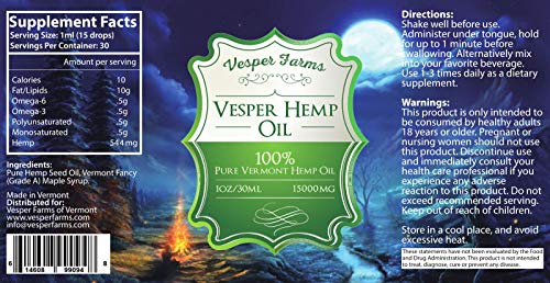 Vermont Hemp Seed Oil 15000mg with 100% Pure Vermont Maple Syrup & Organic Hemp Seed Oil Edible for Anxiety Stress and Pain, Natural Sleep Aid Metabolism and Joint Support- with Free 3D Printed Gift! - Image 3