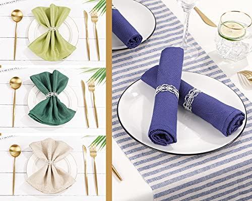 Shinowa 12-Pack Napkin Rings, Metallic Twined Napkin Rings Serviette Ring Holder for Wedding Party Holiday Banquet Dinner, Napkin Buckle Table Decoration, Silver
