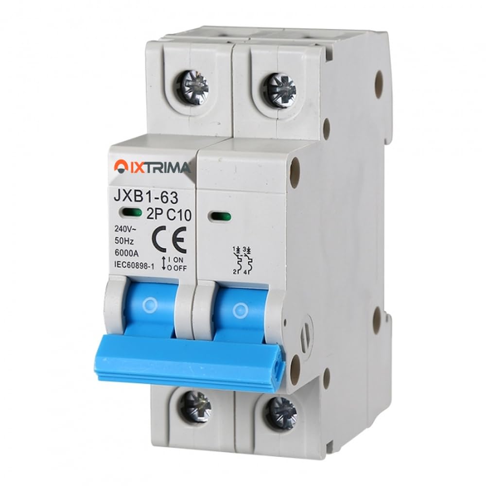 Ixtrima Gray Automatic Circuit Breaker 2P 10A 220V 6Ka, Bipolar Mcb 2P C10