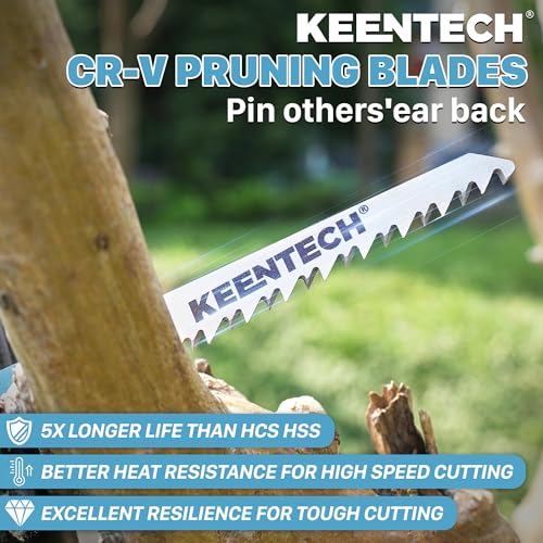 KEENTECH 9 Inch Cr-V Reciprocating Saw Blade 5-Pack for Wood Cutting and Tree Pruning, 5 TPI Fleam Ground Teeth, Compatible with Milwaukee Sawzall and Other Reciprocating Saws