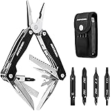 Multitool, Meterk 22 in 1 Multifunktionswerkzeuge Taschenwerkzeug Multifunktionale Zange Faltbares Plier mit 8 Schraubendreher Bits Zangeset Dosenöffner Säge Edelstahl für Reparieren für Camping