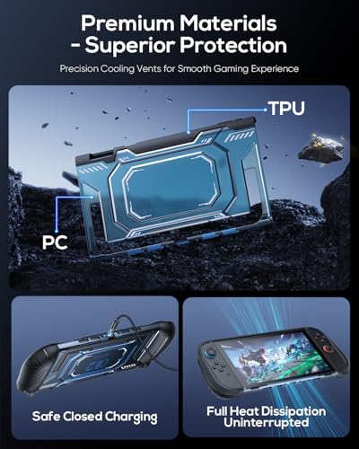 Image of FASTSNAIL Switch 2 Protective Case, Protective Cover with Dockable TPU Middle Frame, Detachable Ergonomic Non-Slip Grips for Joycon 2, Comfortable Handheld Shell Case for Switch 2 Accessories - Blue